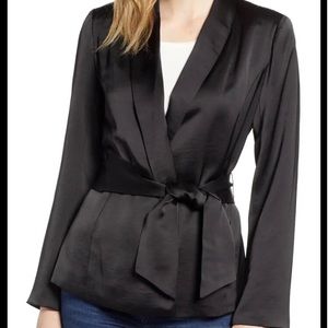 Vince Camuto Satin Belted Blazer in Blush!